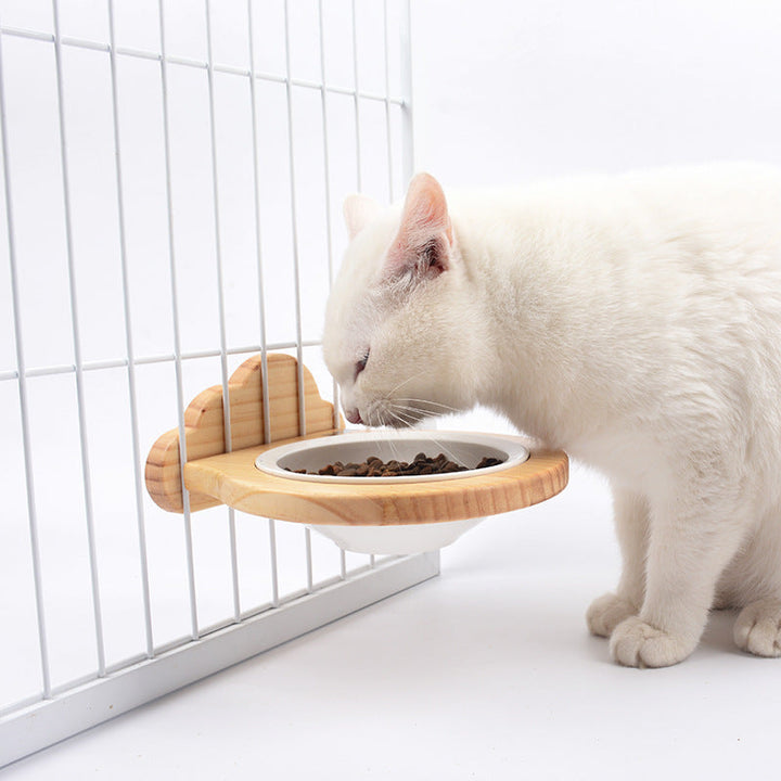 Enhance Your Pet's Dining Experience with Our Ceramic Bowl and Wood Stand