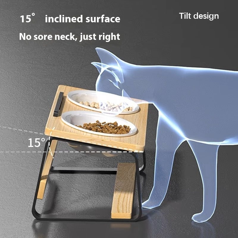 Ceramic Double Pet Bowl for Spine Protection