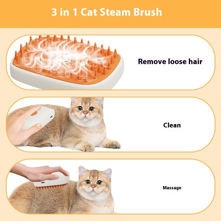 USB Rechargeable Pet Steam Brush and Massage Comb