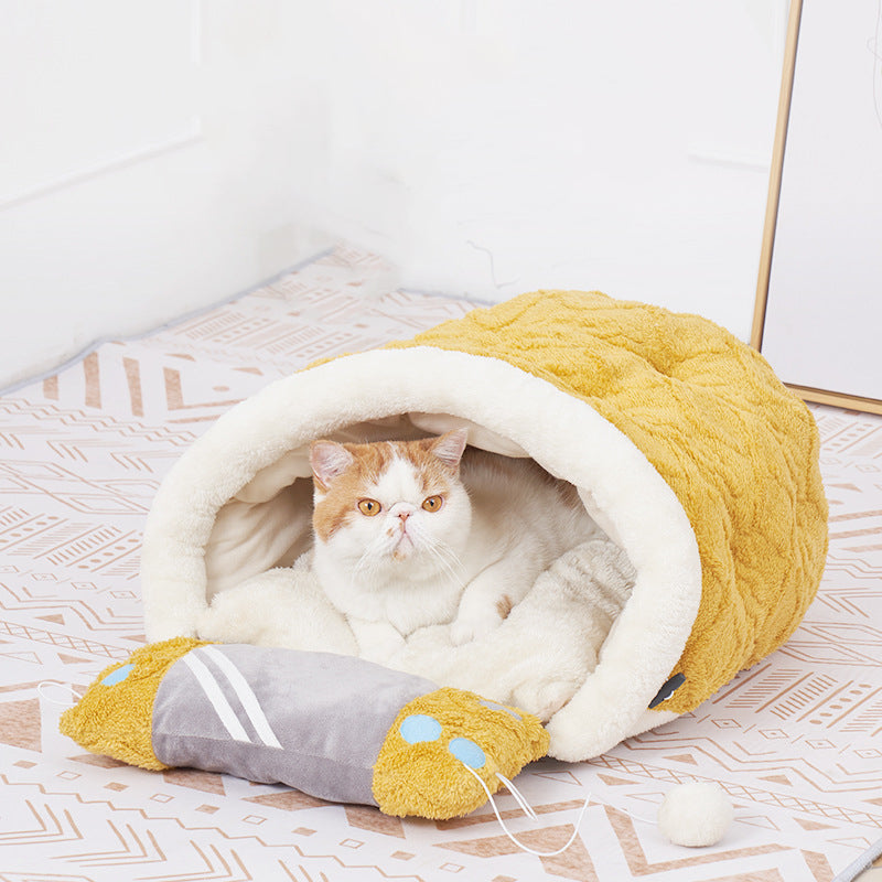 Arctic Velvet Plush Pet Nest Bed with Pillow