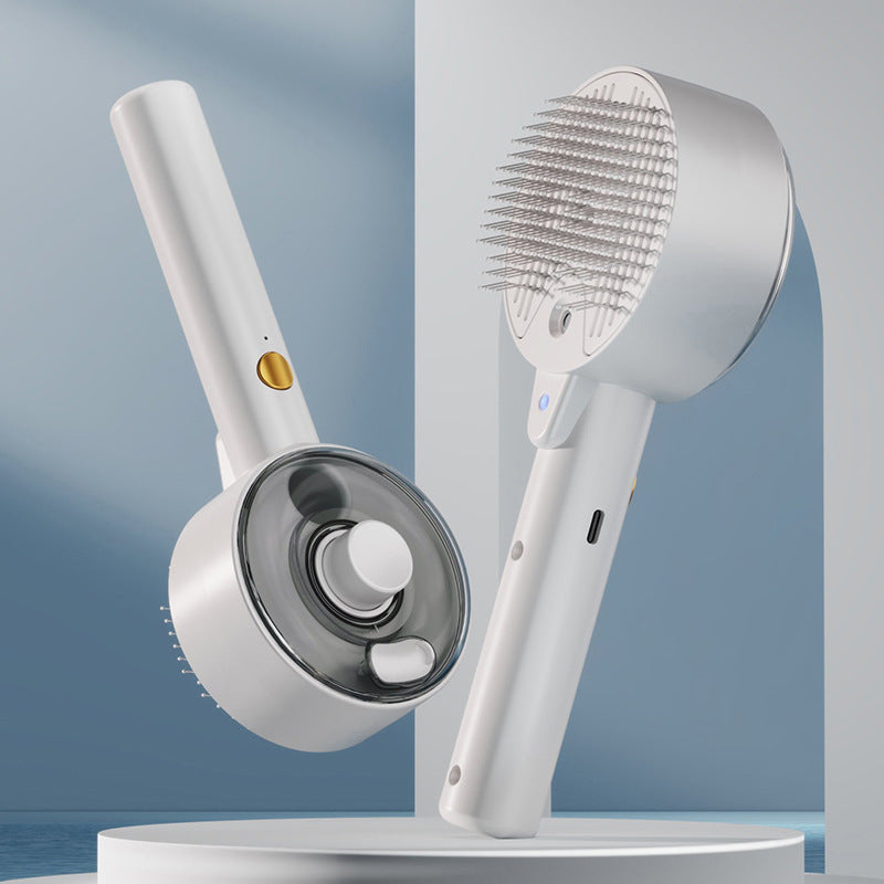 Pet Hair Remover Steam Brush for Self-Cleaning Grooming