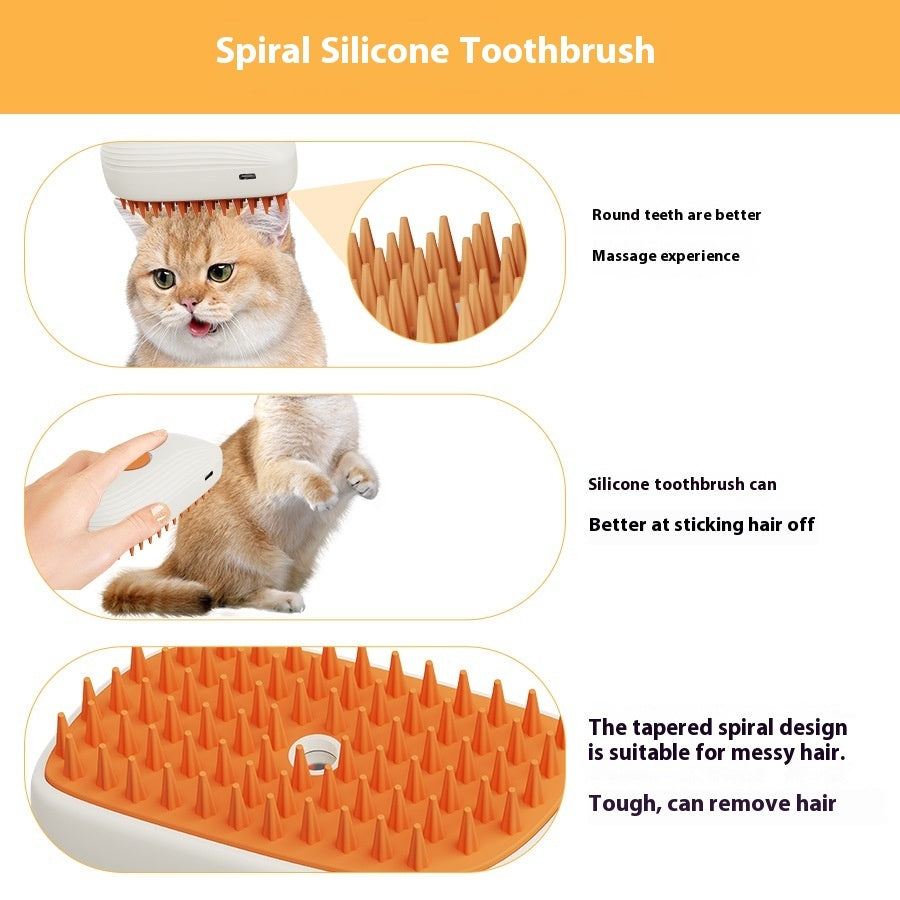 USB Rechargeable Pet Steam Brush and Massage Comb