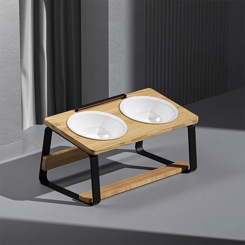 Ceramic Double Pet Bowl for Spine Protection