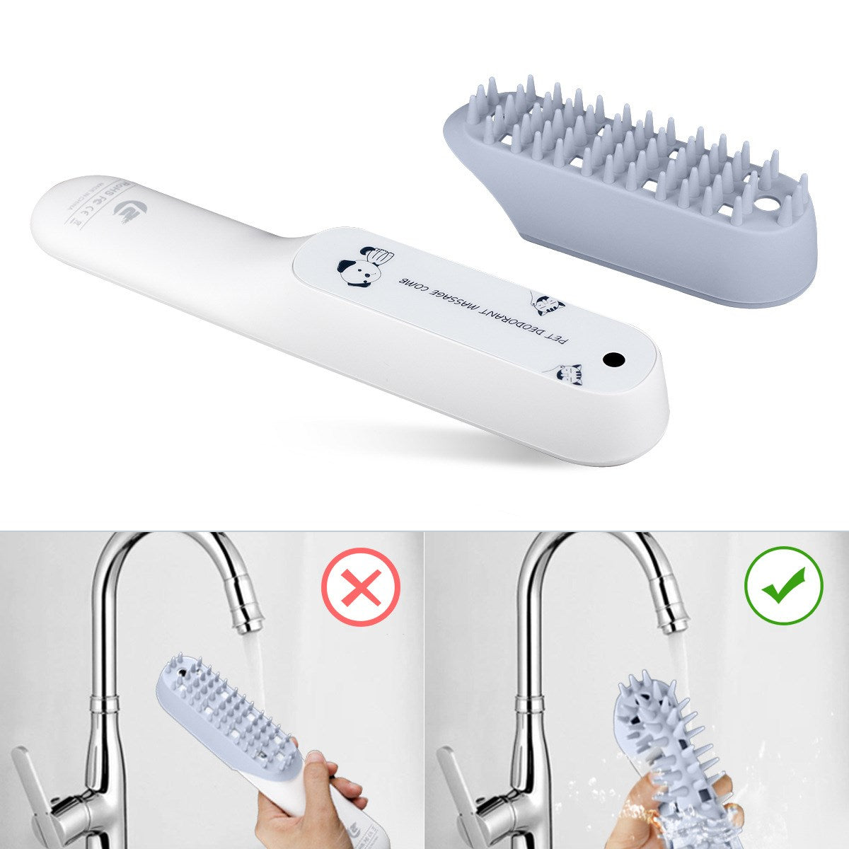 Pet Silicone Massage Brush with Deodorizing and Hair Removal Function