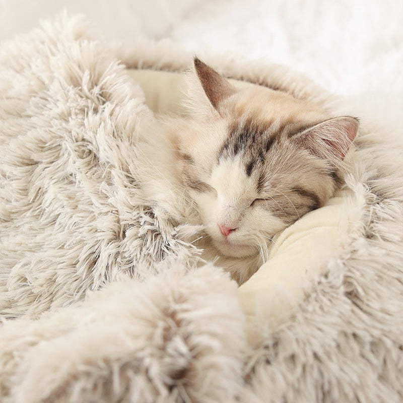 Soft Warm Velvet Plush Pet Cave Bed