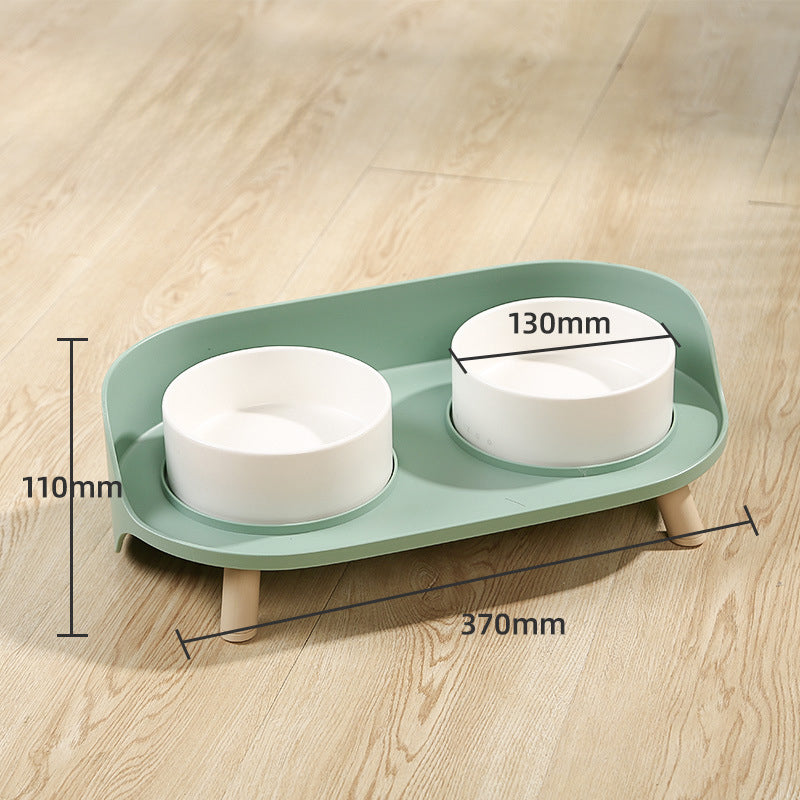 Tilted Double Pet Bowl with Adjustable Spill-Proof Design
