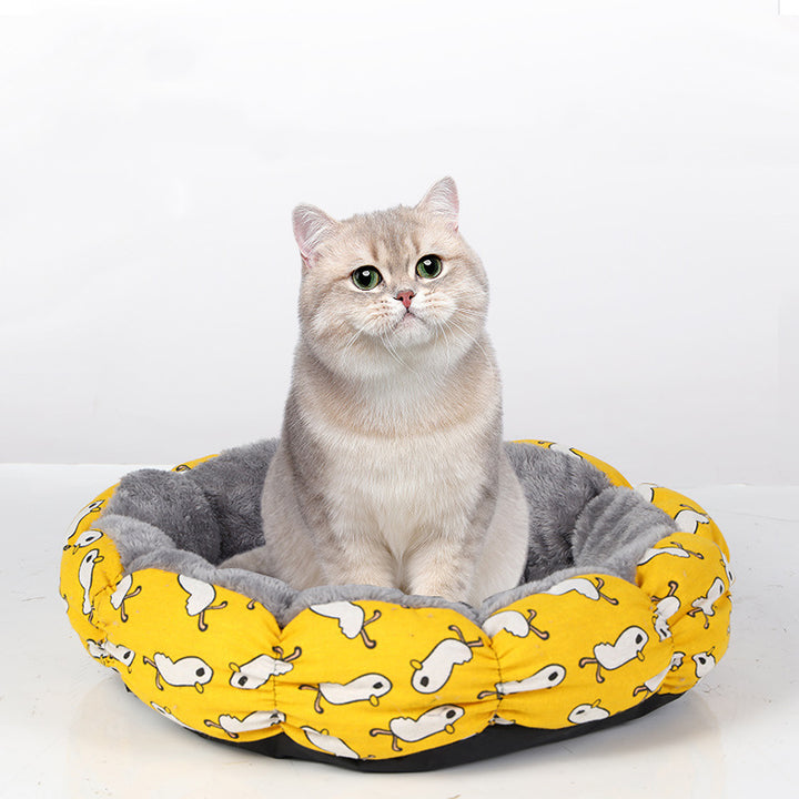 Calming Donut Plush Bed for Small Animals