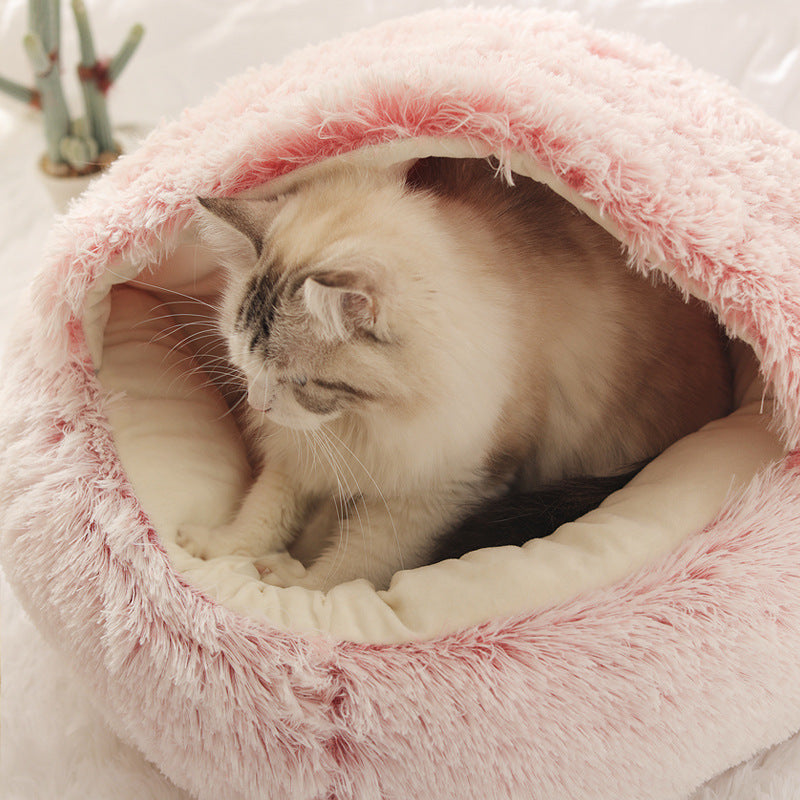 Soft Warm Velvet Plush Pet Cave Bed
