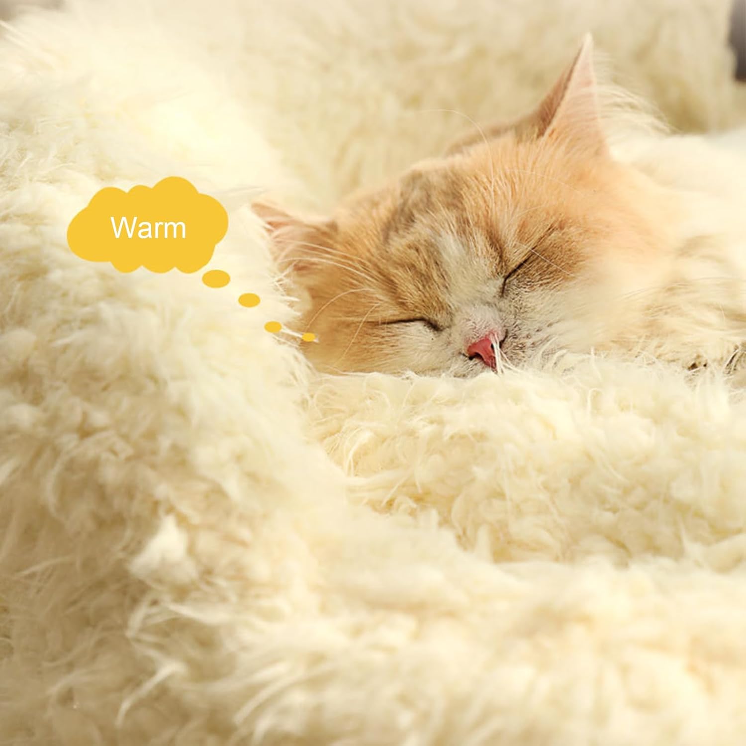 Fluffy Calming Alpaca Pet Bed with Detachable Plush Pad