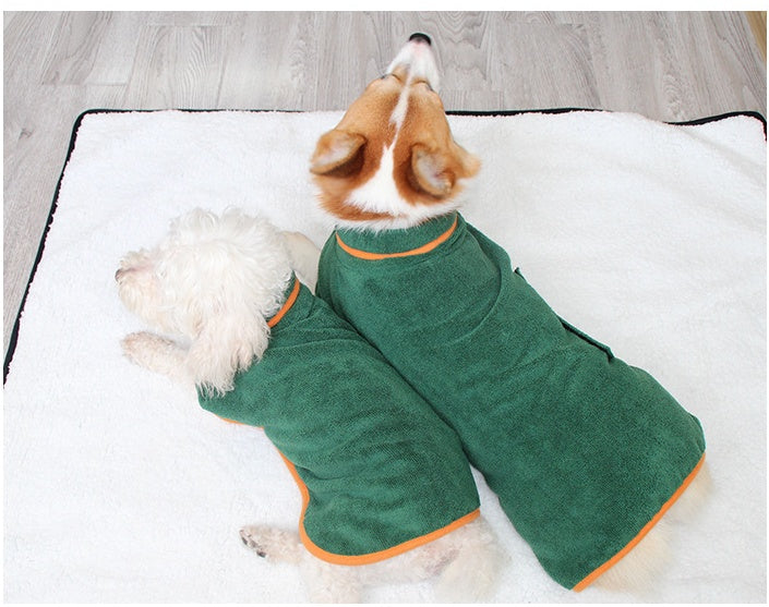 Pet Bathing Robe with Neck and Waist Fit