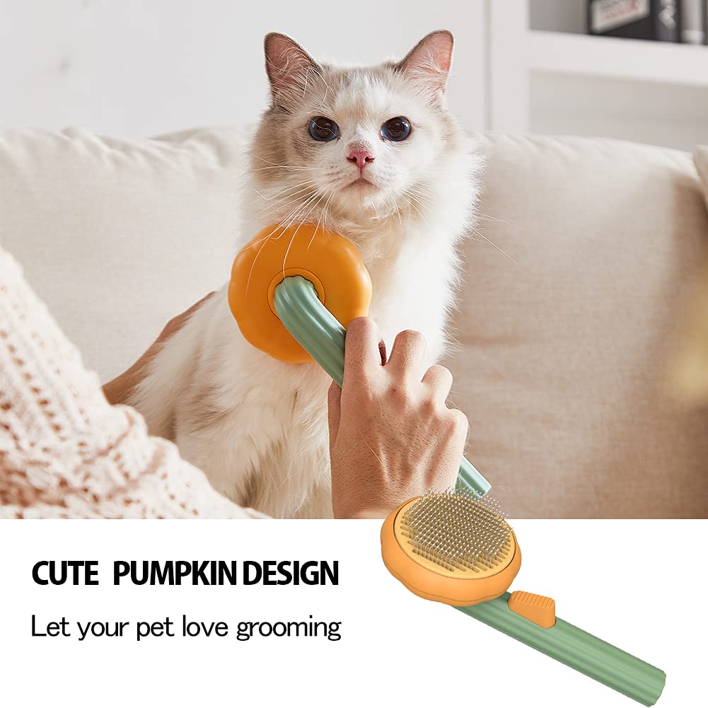Pet Pumpkin Self-Cleaning Slicker Brush for Hair Removal