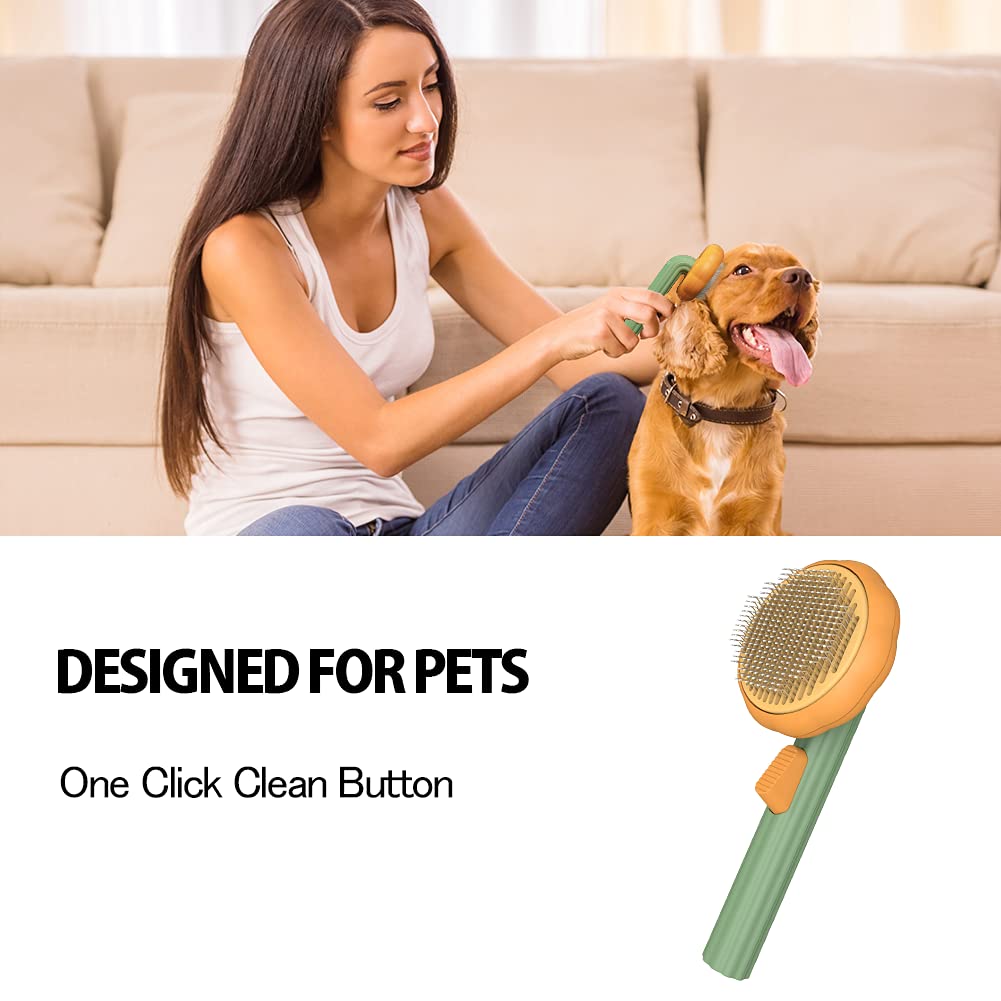 Pet Pumpkin Self-Cleaning Slicker Brush for Hair Removal
