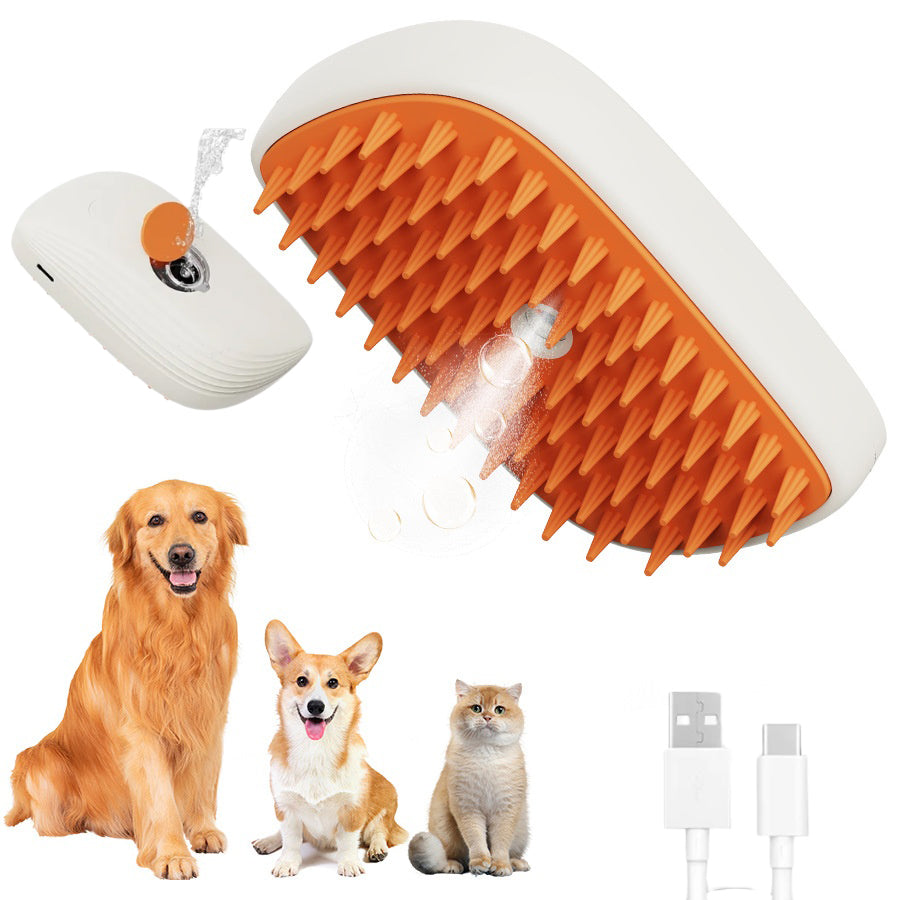 USB Rechargeable Pet Steam Brush and Massage Comb