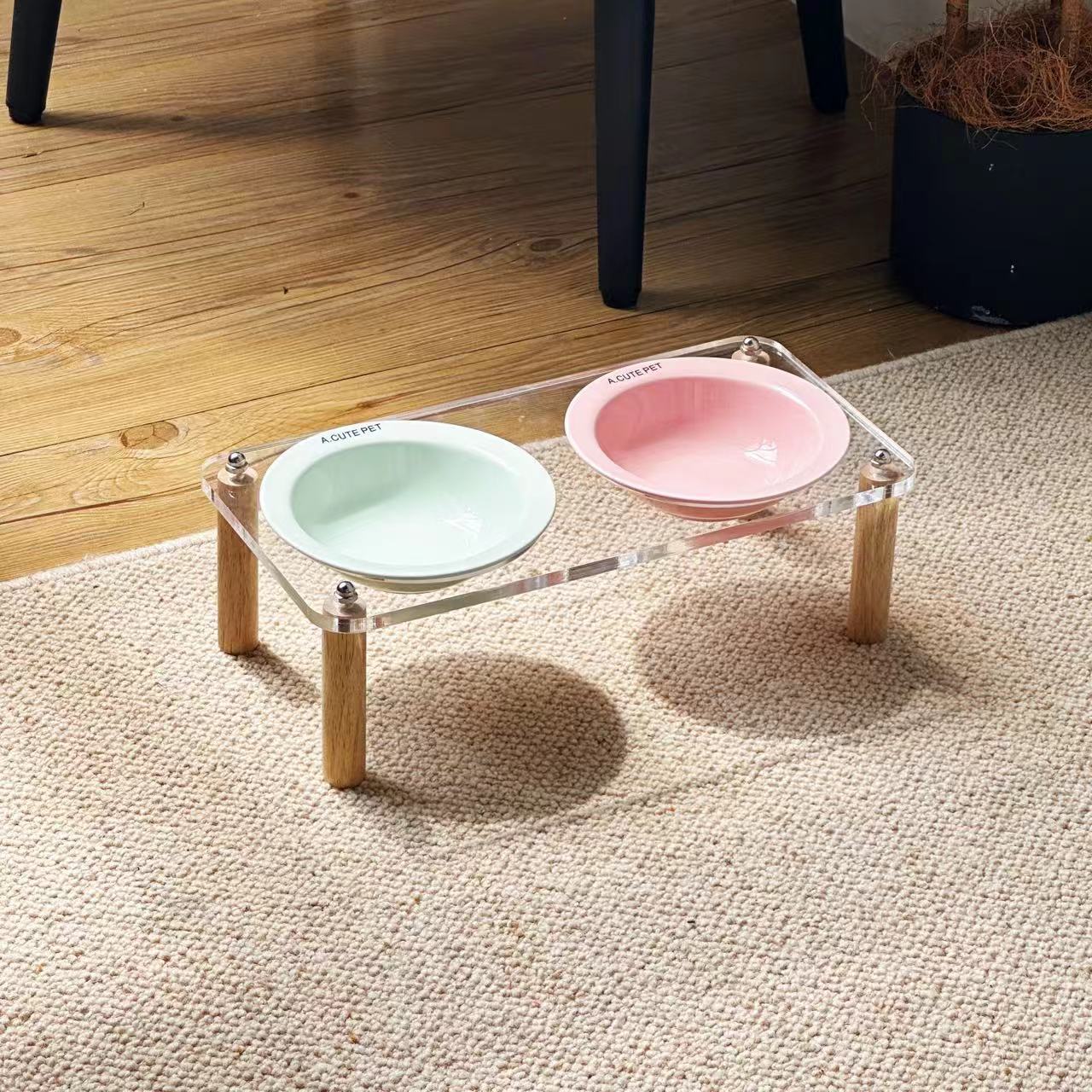 Elevated Anti-Tip Ceramic Double Pet Bowl