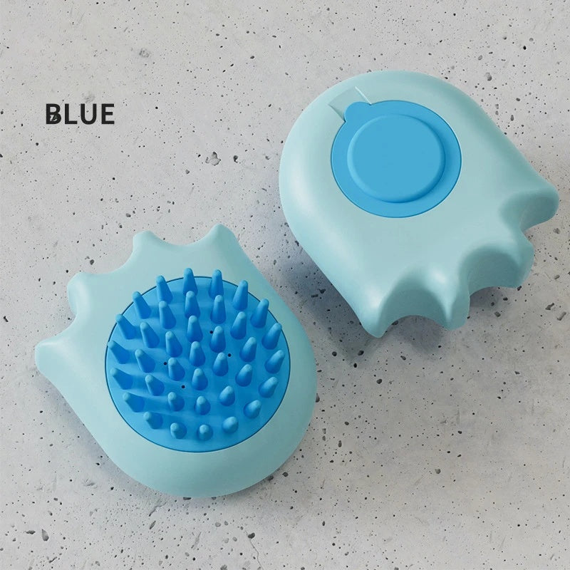 Pet Bath Massage Brush with Shampoo Dispenser and Comb