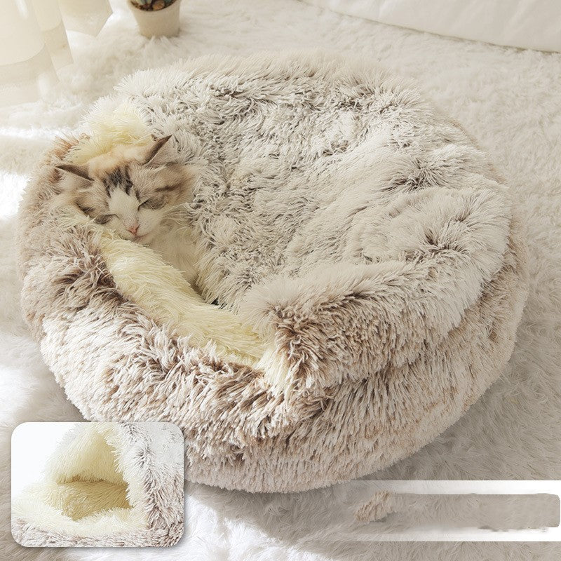 Soft Warm Velvet Plush Pet Cave Bed