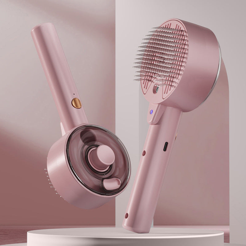 Pet Hair Remover Steam Brush for Self-Cleaning Grooming