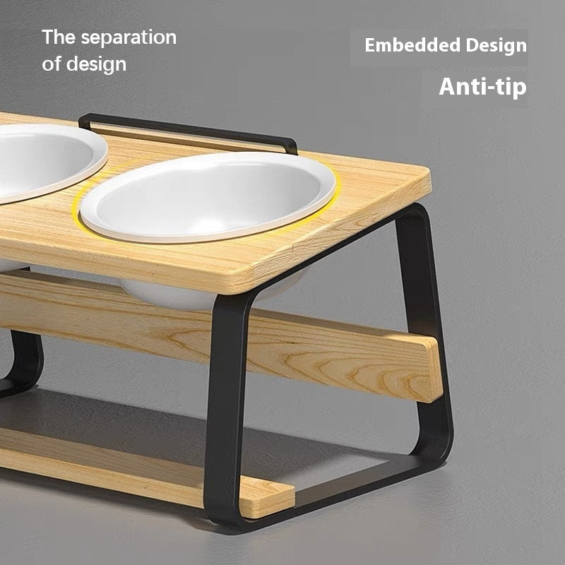 Ceramic Double Pet Bowl for Spine Protection