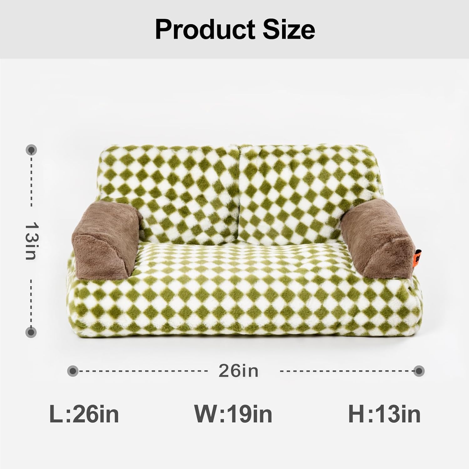 Fluffy Washable Plush Pet Couch Bed with Non-Slip Base