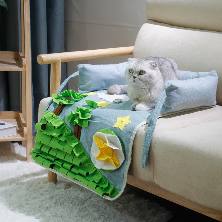 Slow-Feed Anti-Biting Plush Pet Sniffing and Training Pad