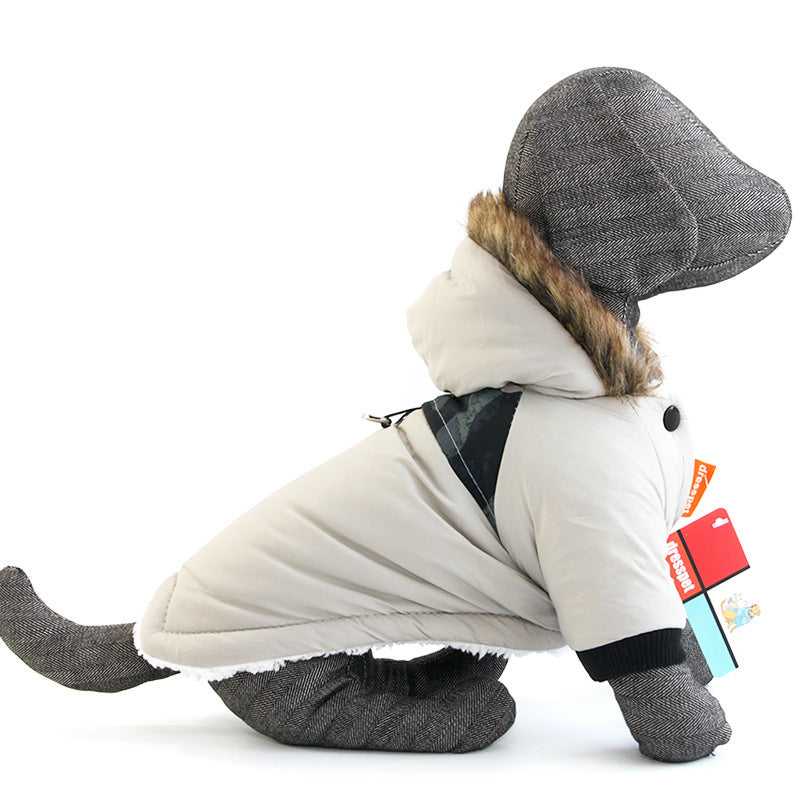 Warm Pet Coat With Traction Rope Design