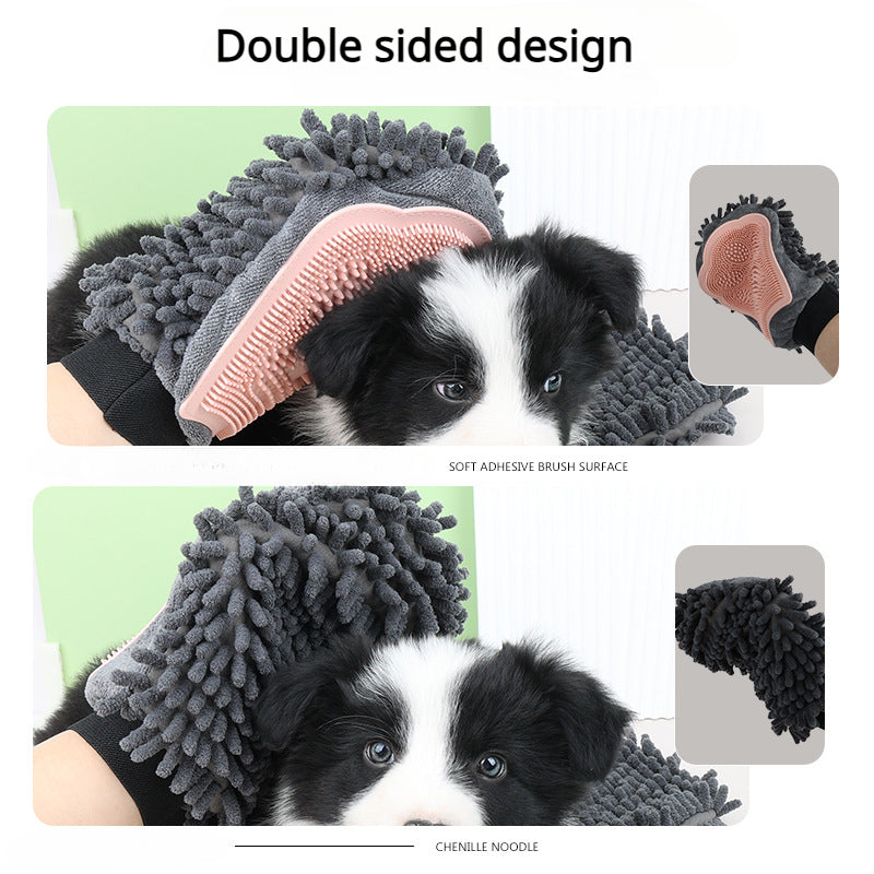 2-in-1 Pet Grooming Glove Brush for Bathing and Massage