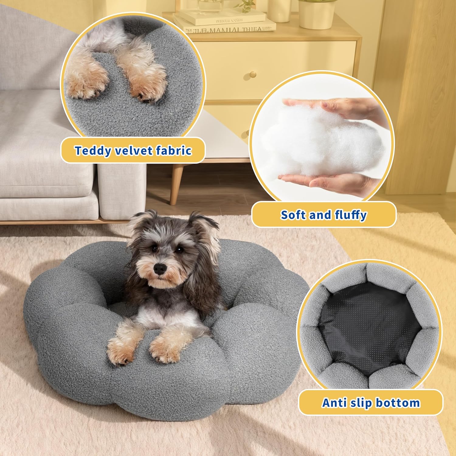 Fluffy Calming Plush Donut Pet Bed