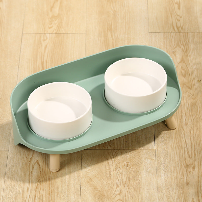 Tilted Double Pet Bowl with Adjustable Spill-Proof Design