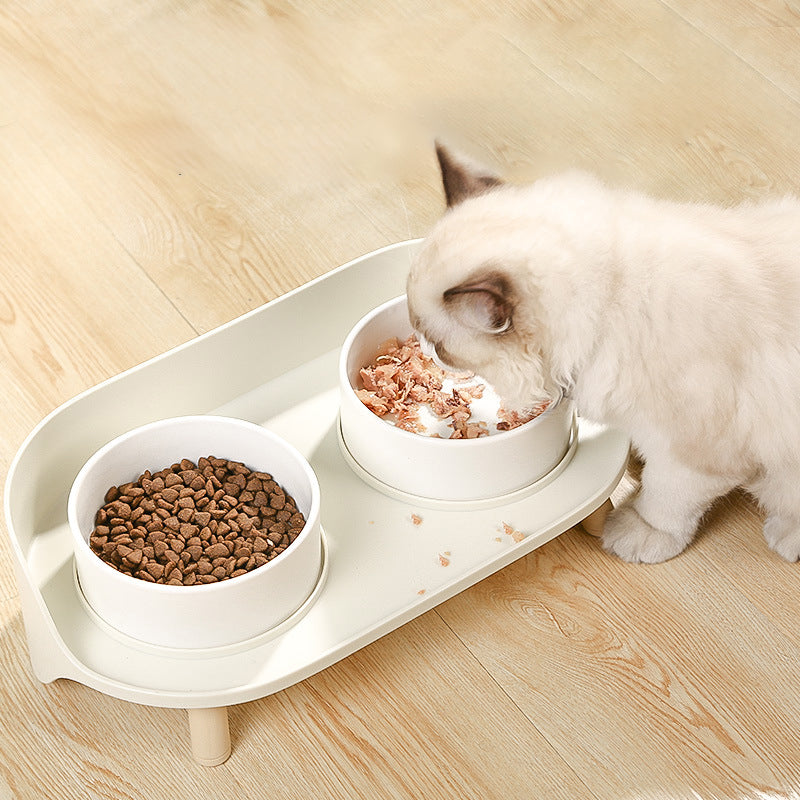 Tilted Double Pet Bowl with Adjustable Spill-Proof Design