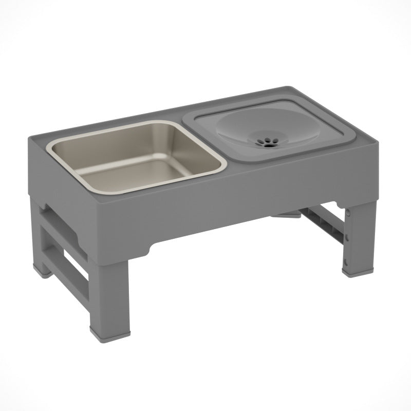 Adjustable Elevated Double Pet Bowl with Stainless Stand