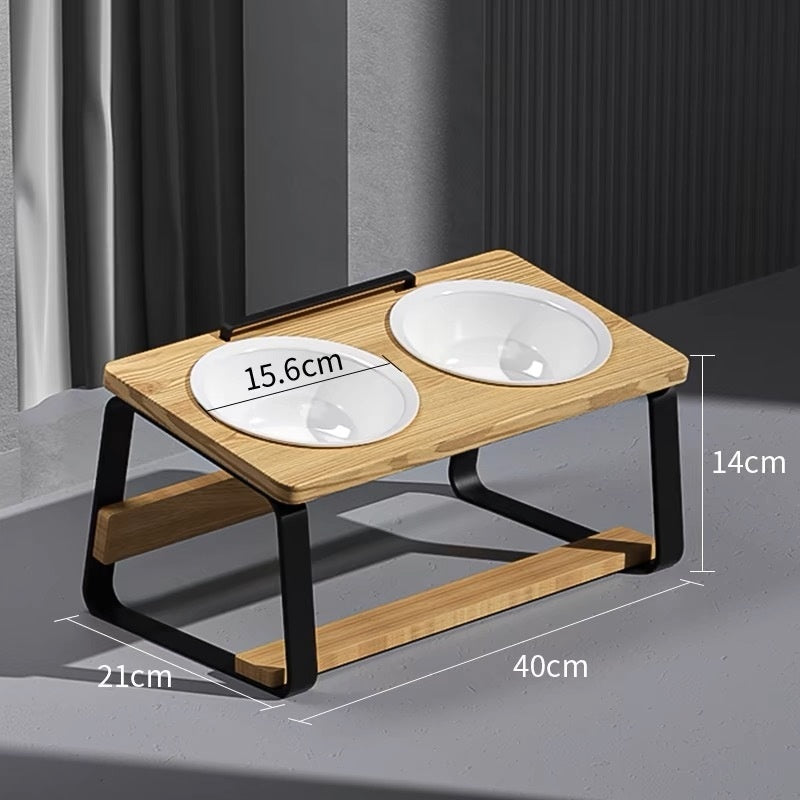 Ceramic Double Pet Bowl for Spine Protection