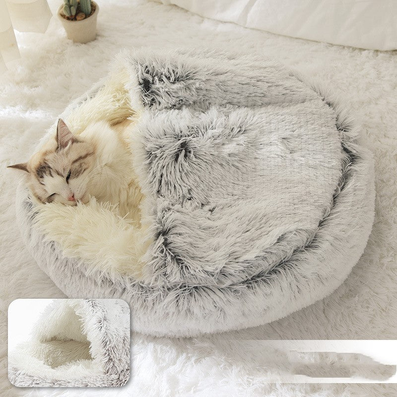 Soft Warm Velvet Plush Pet Cave Bed