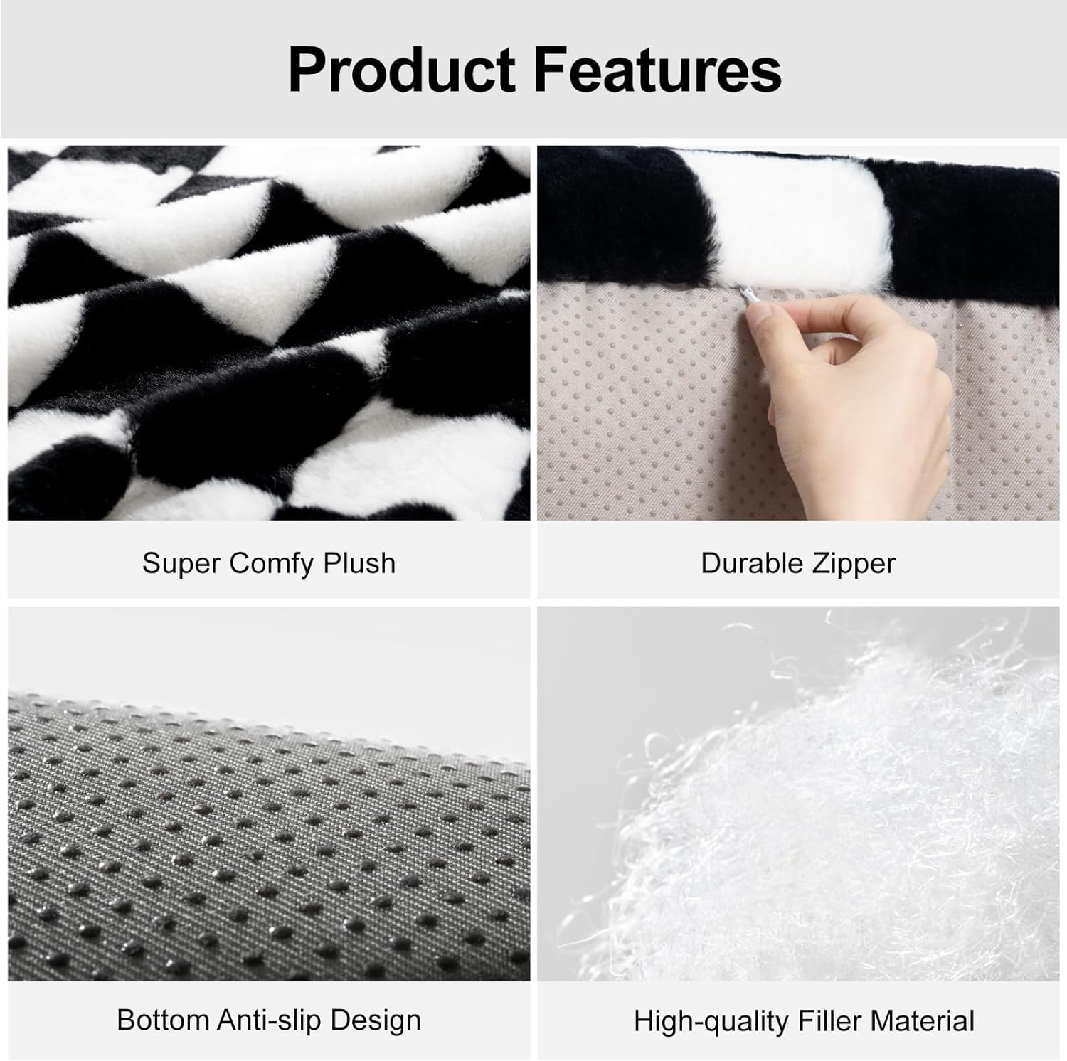 Fluffy Washable Plush Pet Couch Bed with Non-Slip Base