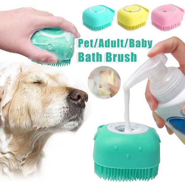 Silicone Pet Bath Massage Gloves with Shampoo Dispenser
