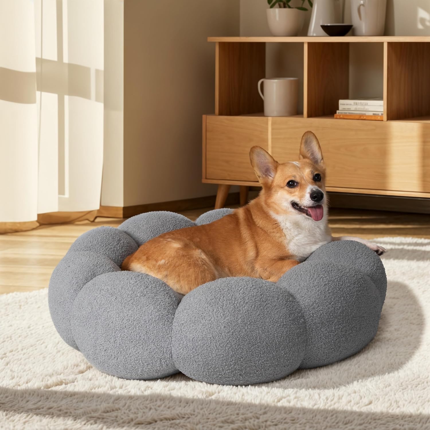 Fluffy Calming Plush Donut Pet Bed
