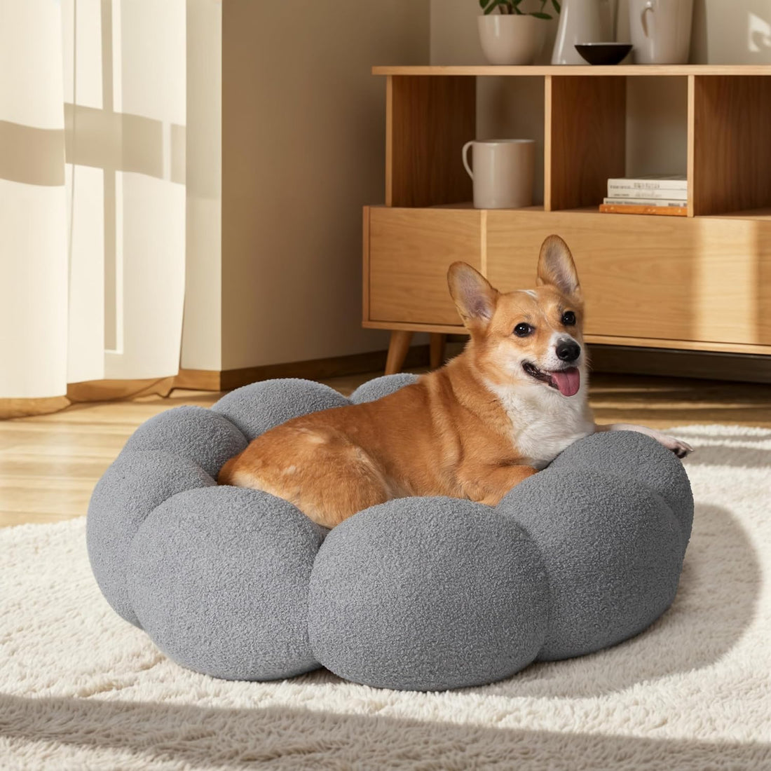 Fluffy Calming Plush Donut Pet Bed