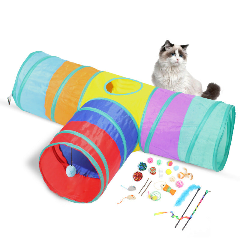 Foldable Plush Pet Tunnel Climbing Path Toy