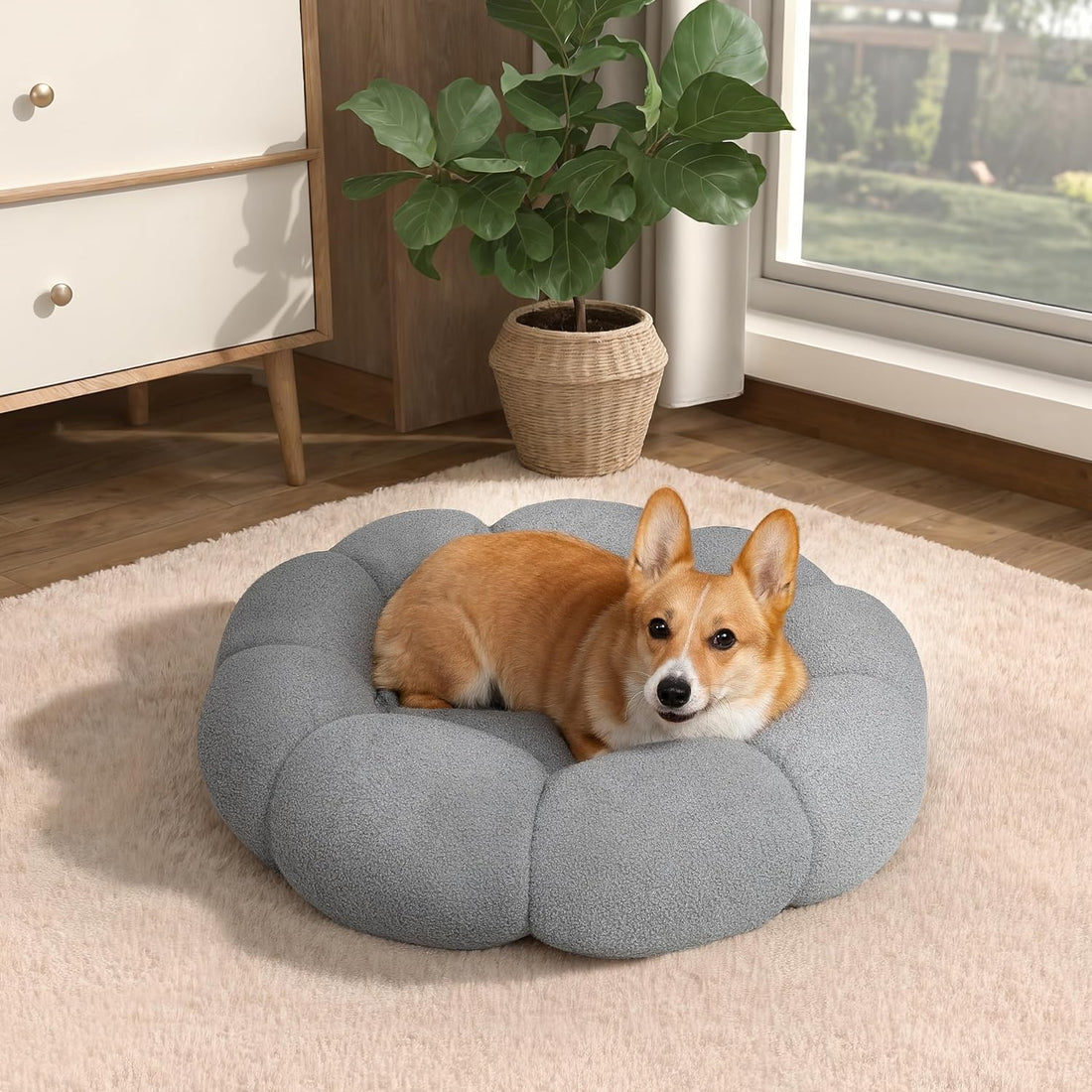 Fluffy Calming Plush Donut Pet Bed