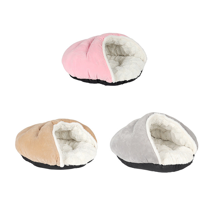 Semi-Closed Plush Pet Nest Slippers