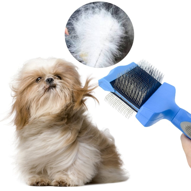 Double-Sided Pet Grooming Brush for Hair Removal and Massage