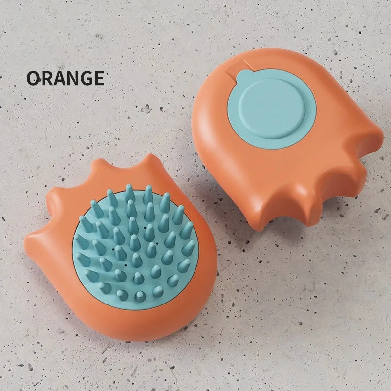 Pet Bath Massage Brush with Shampoo Dispenser and Comb