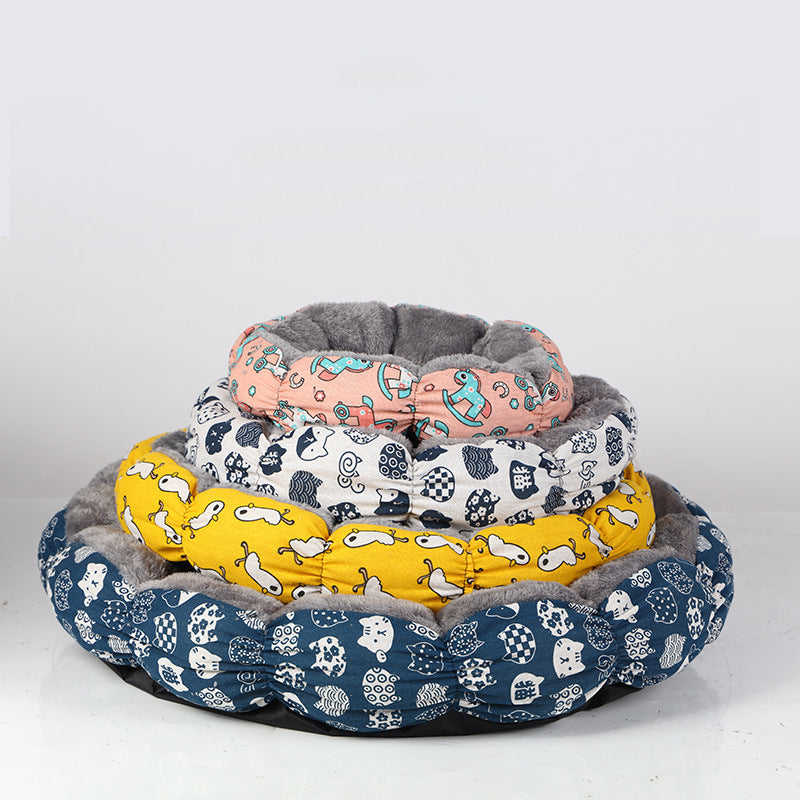 Calming Donut Plush Bed for Small Animals