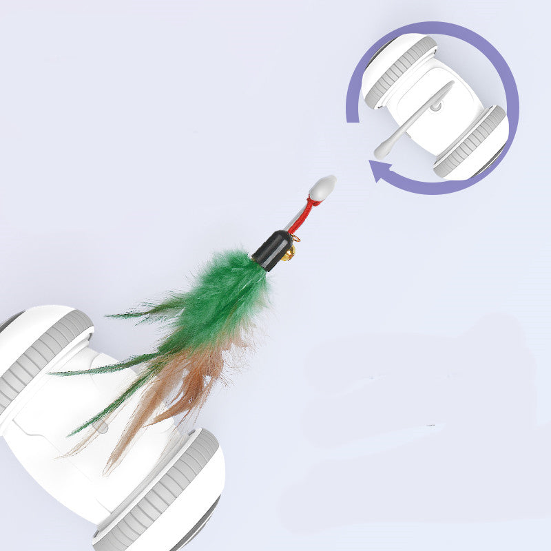 Interactive Feather Toy with Interchangeable Heads for Pets