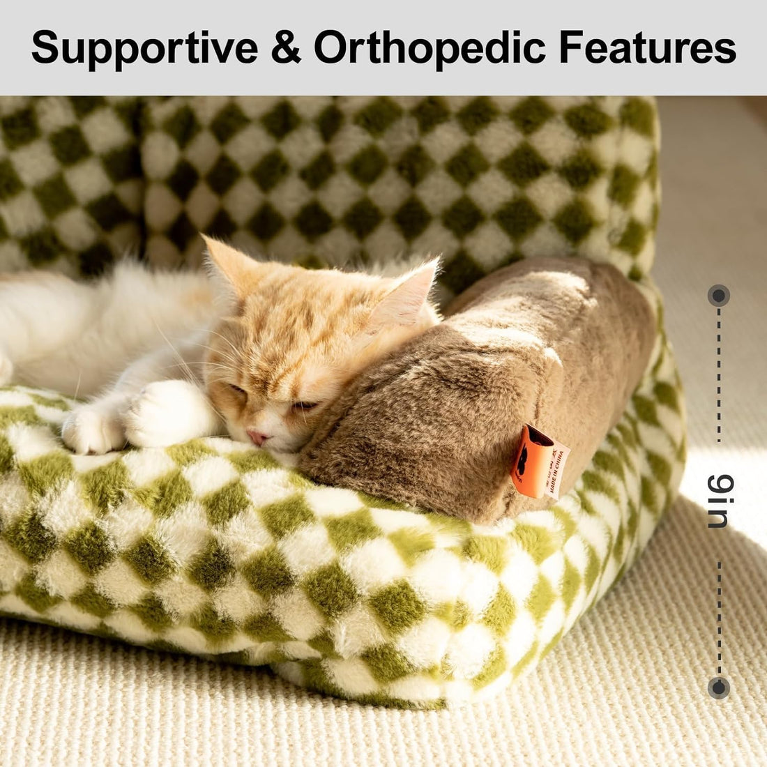 Fluffy Washable Plush Pet Couch Bed with Non-Slip Base