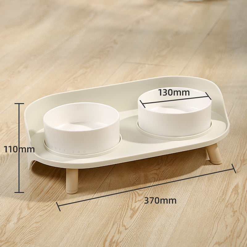 Tilted Double Pet Bowl with Adjustable Spill-Proof Design