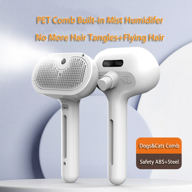 Self-Cleaning Pet Grooming Comb with Built-In Mist Humidifier