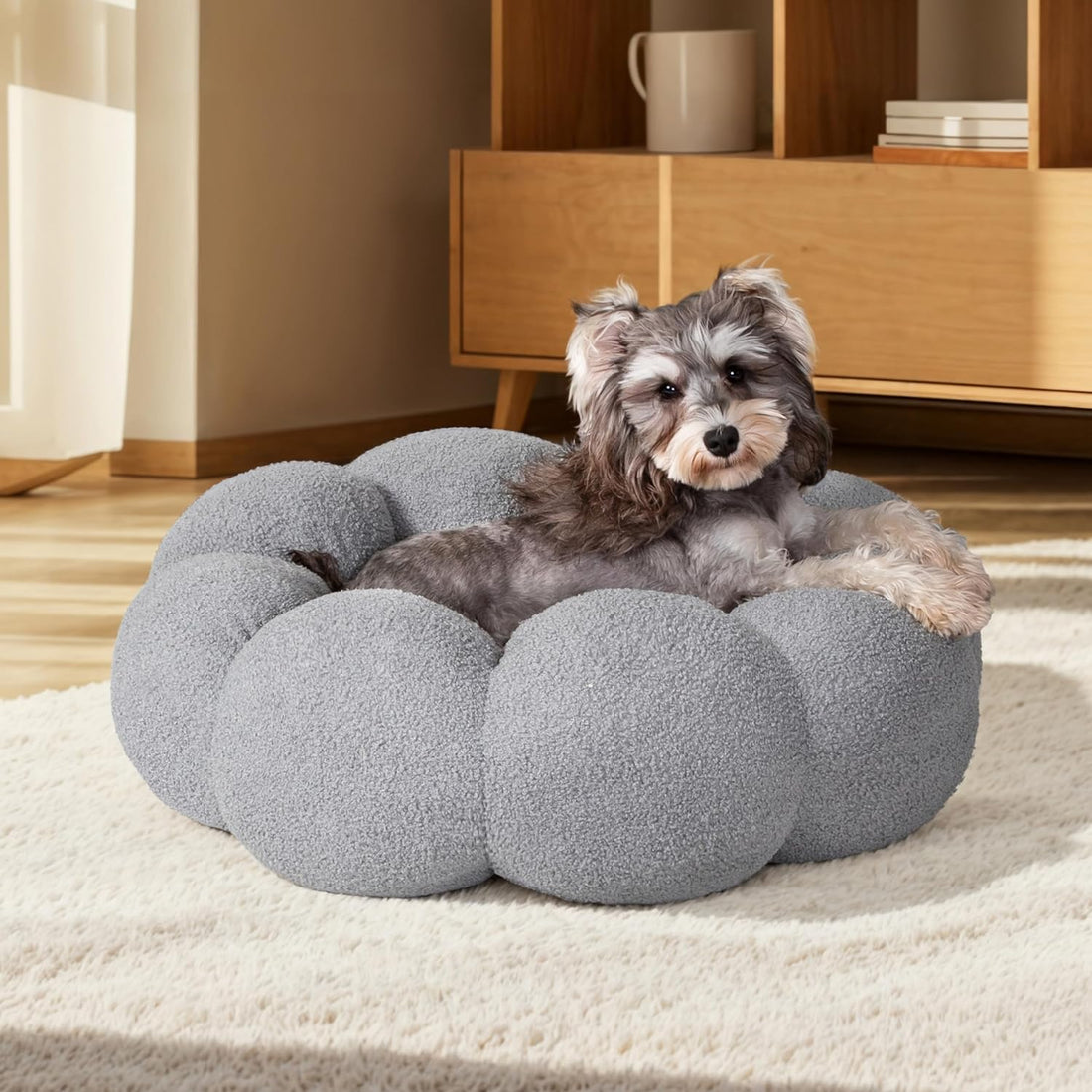 Fluffy Calming Plush Donut Pet Bed