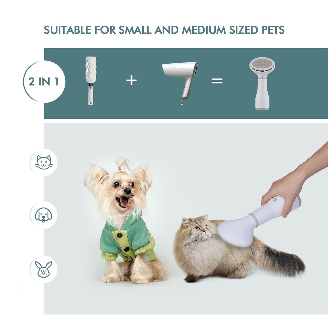 Pet Grooming Dryer and Slicker Brush for Hair Care