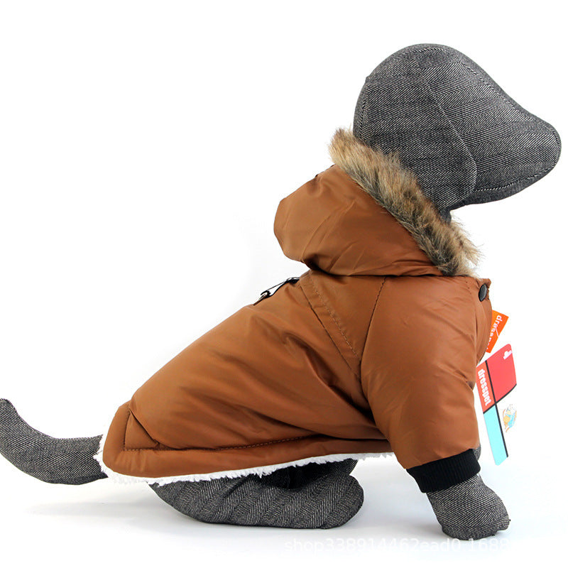 Warm Pet Coat With Traction Rope Design