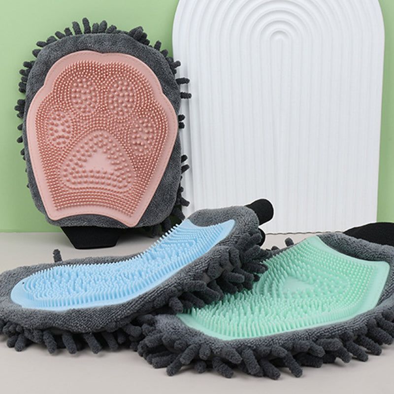 2-in-1 Pet Grooming Glove Brush for Bathing and Massage